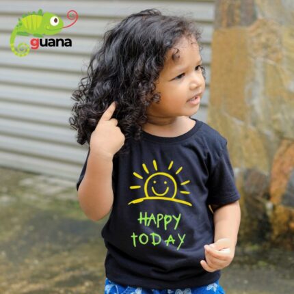 Happy Today Unisex Kids T-Shirt- Black