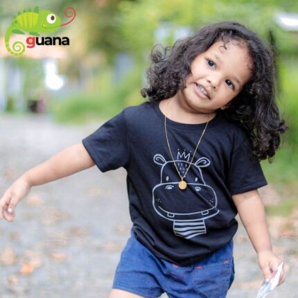 Happy Hippo - Unisex Kids T-Shirt - Black