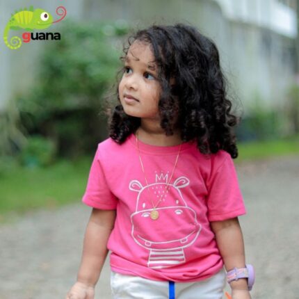 Happy Hippo - Unisex Kids T-Shirt - Magenta Pink