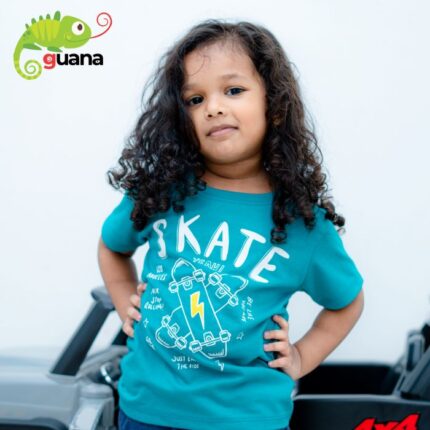 Skateboard – Unisex Kids T-Shirt – Damro Green
