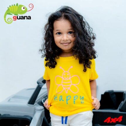 Be Happy – Unisex Kids T-Shirt – Lemon Yellow