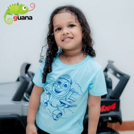Cartoon Aeroplan Unisex Kids T-Shirt – Aqua