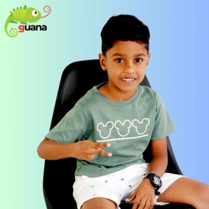 Micky Mouse - Unisex Kids T Shirt - New Olive Green