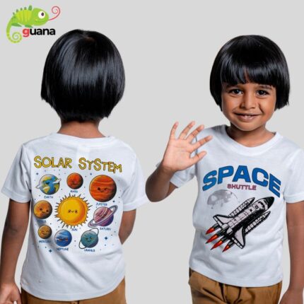 Solar System - Unisex Back Printed Kids T Shirt - White