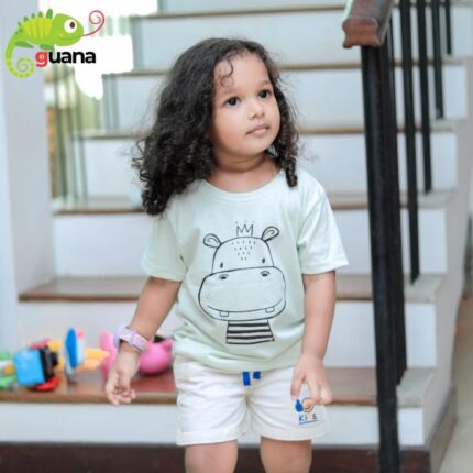 Happy Hippo - Unisex Kids T-Shirt - Light Mint