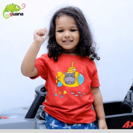 Hippo Submarine- Unisex Kids T-Shirt - Red