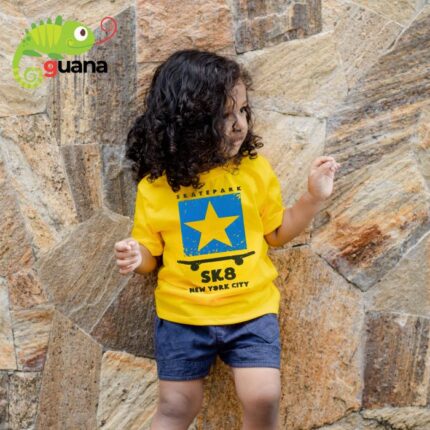 SK8 New York City - Unisex Kids T Shirt - Lemon Yellow