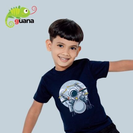 Space Drummer - Unisex Kids T-Shirt - Navy Blue